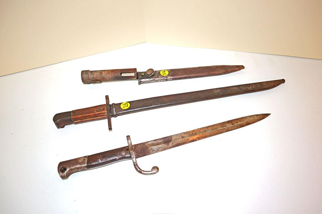 Group lot of 3 military bayonets: Group lot of 3 military bayonets