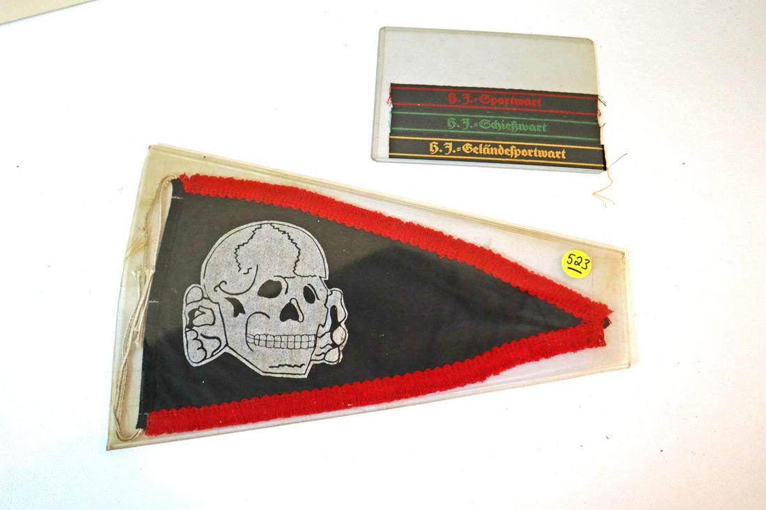 Group lot of 5, 2 German skull flags, 3 patches (1 of 4)