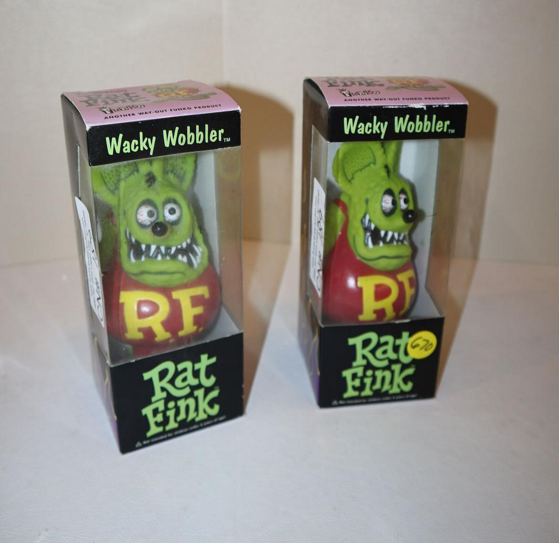 Pair of Rat Fink Wacky Wobbler TM figurines: Pair of Rat Fink Wacky Wobbler TM figurines
