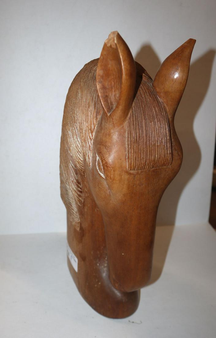 Hand carved solid wood horse head bust (1 of 3)