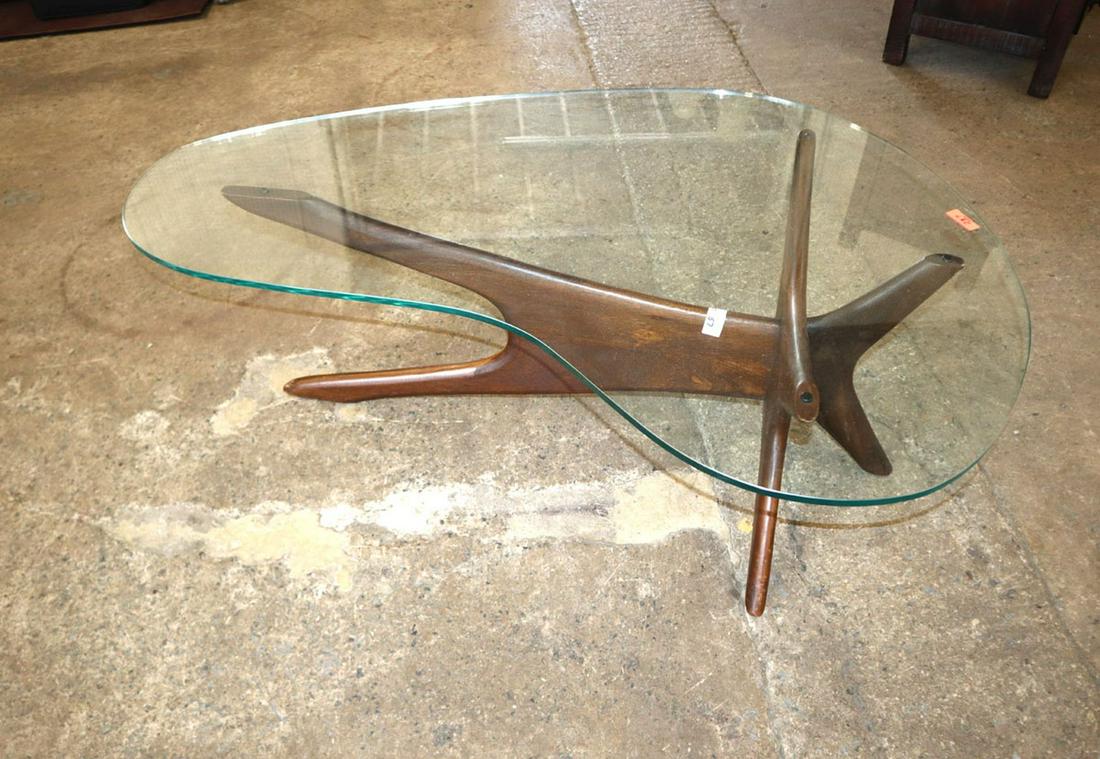 MCM Danish walnut glass top coffee table (1 of 3)