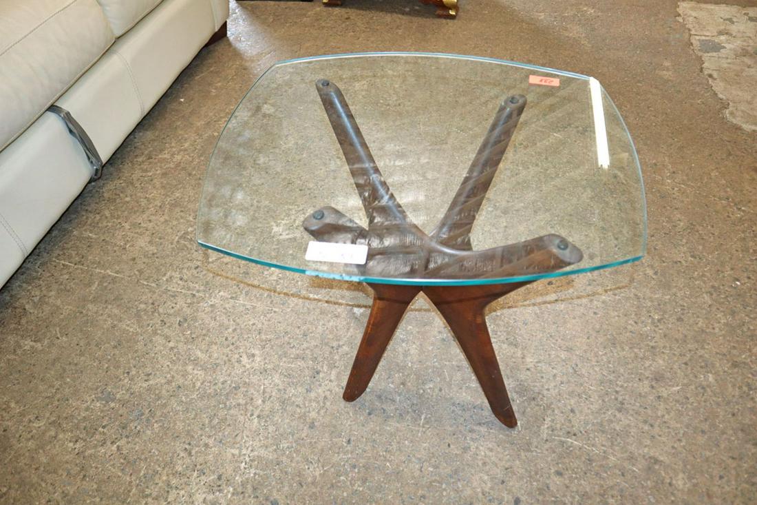MCM Danish walnut glass top lamp table (1 of 3)