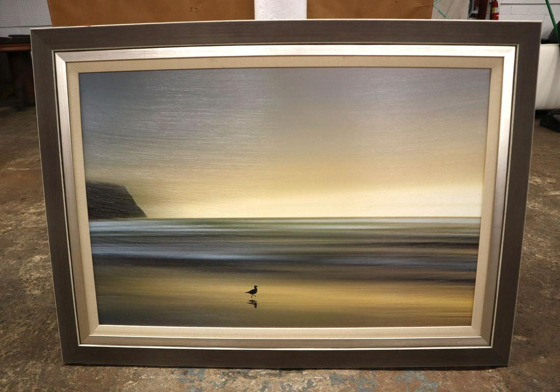 Contemporary oil on board beach scene (1 of 3)