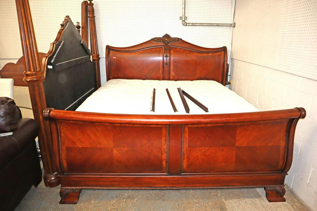 Beautiful burl mahogany king size bed (1 of 4)