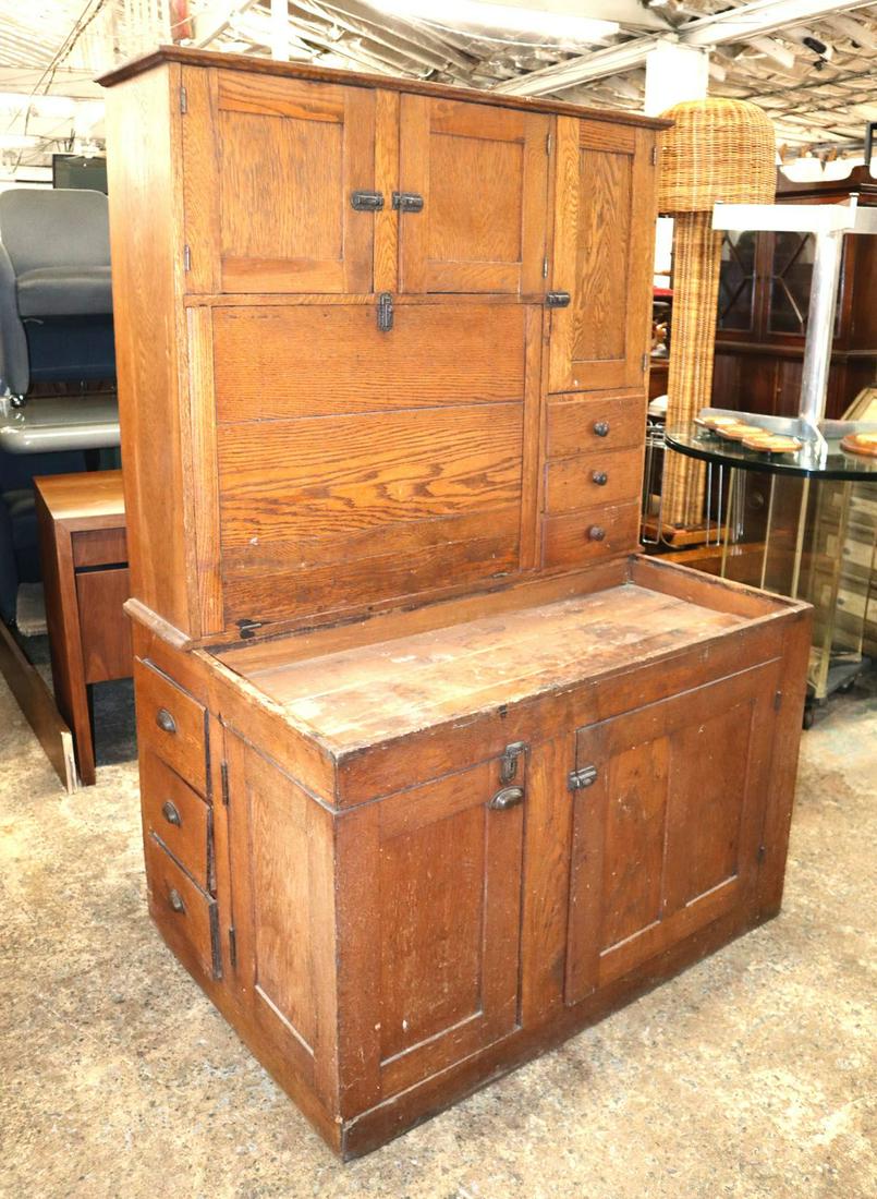 Rare Antique oak 2 piece dry sink with hutch (1 of 5)