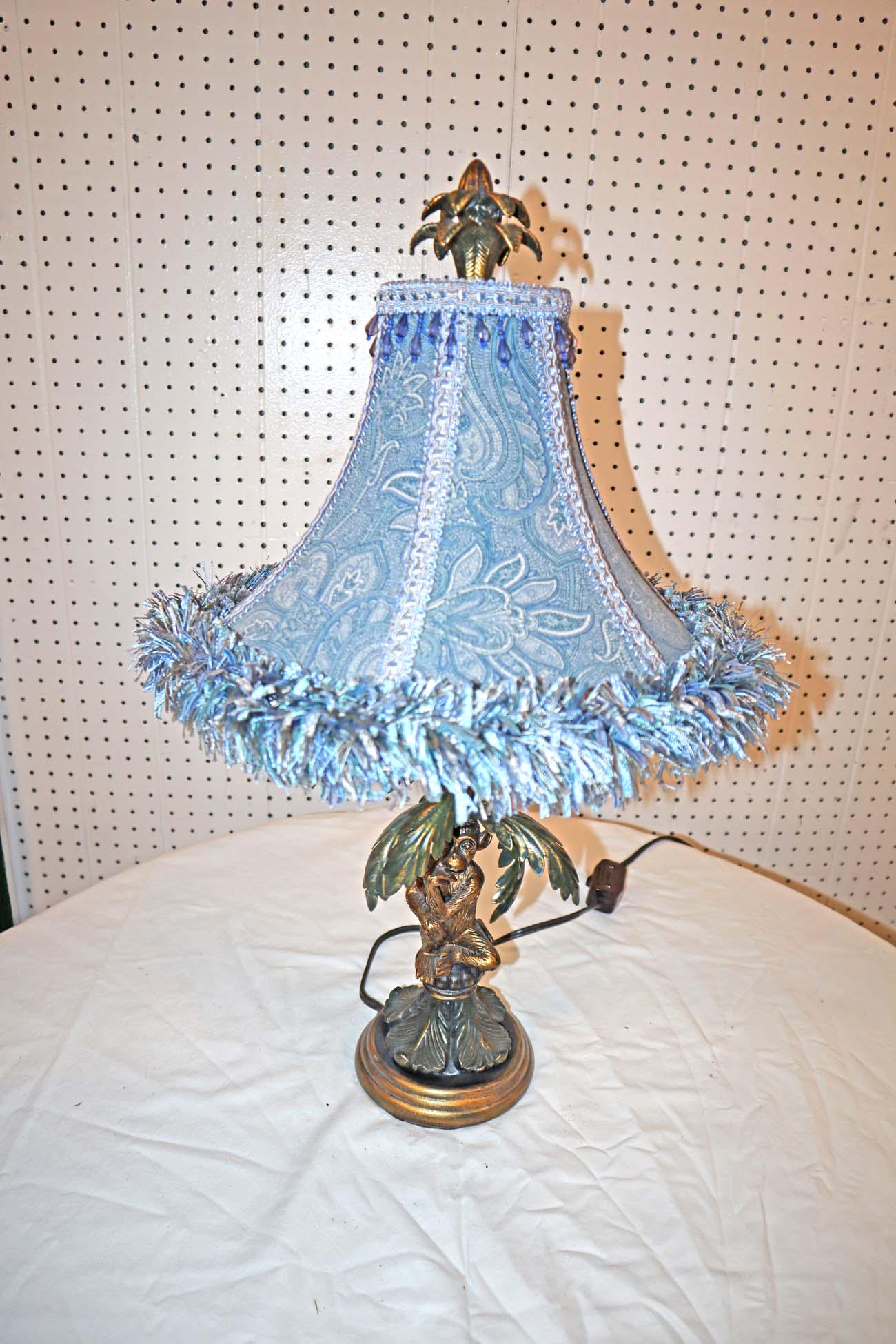 Decorator monkey lamp: Decorator monkey lamp approx. 14" diameter x 24" h