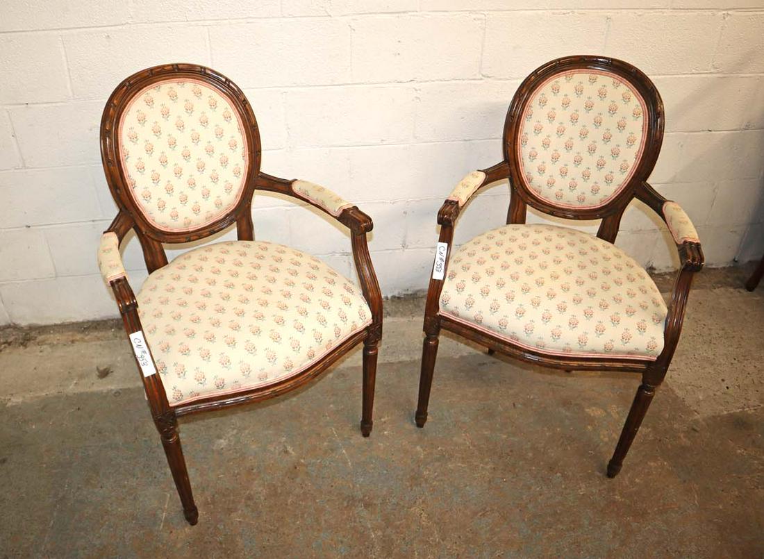 PR French mahogany upholstered arm chairs (1 of 2)