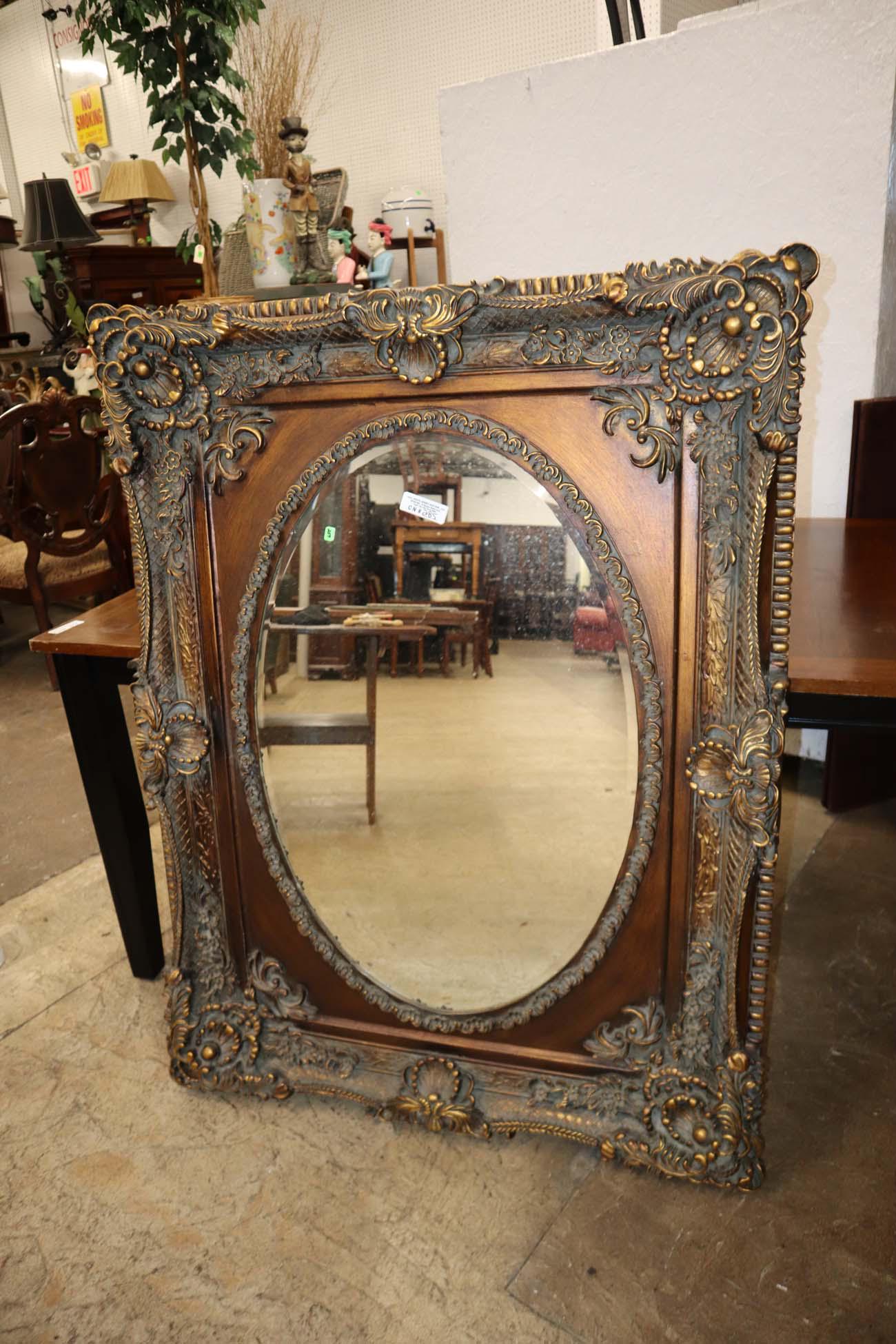 Antique style highly carved mirror (1 of 4)