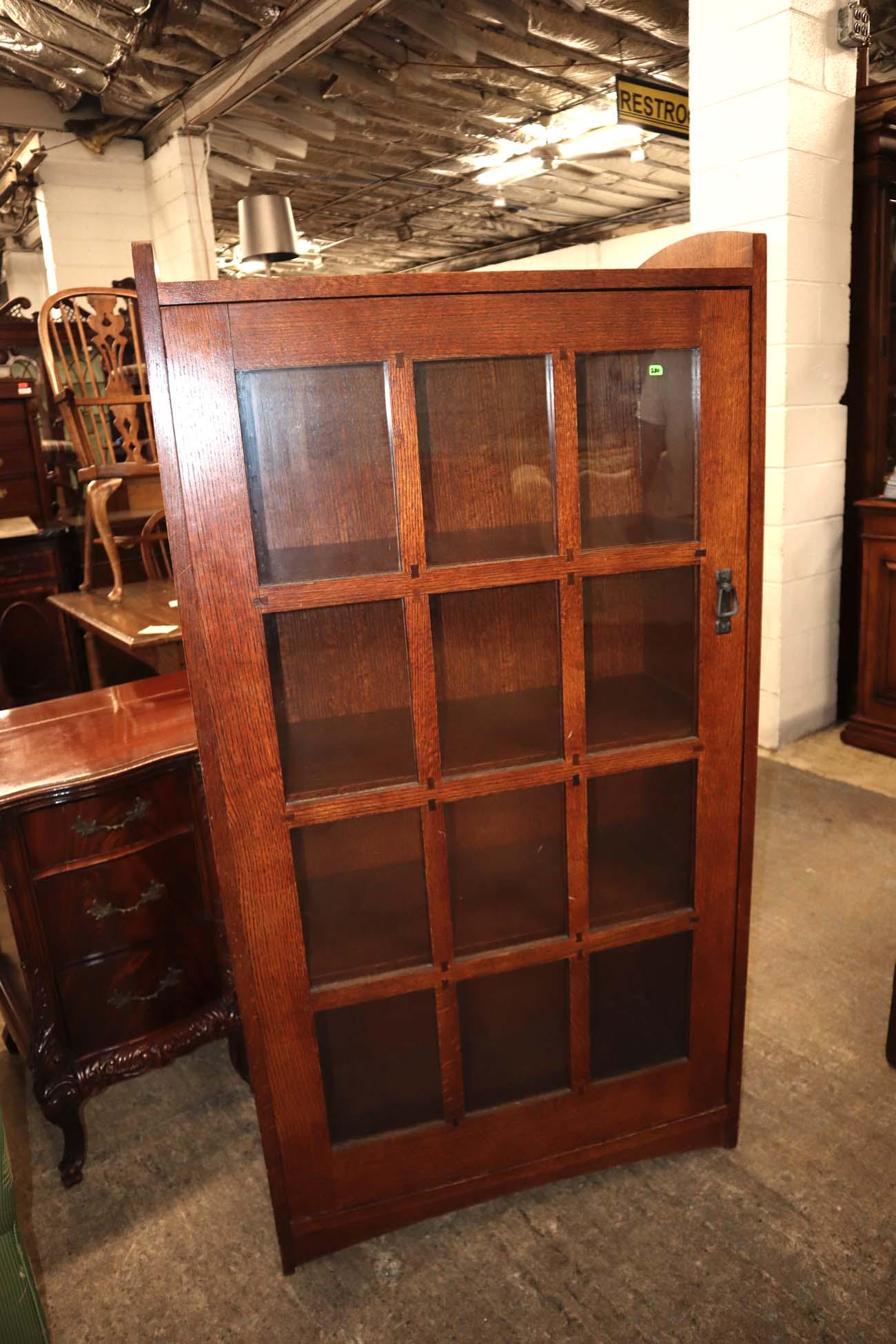 Mission oak style 1 door book shelf (1 of 4)