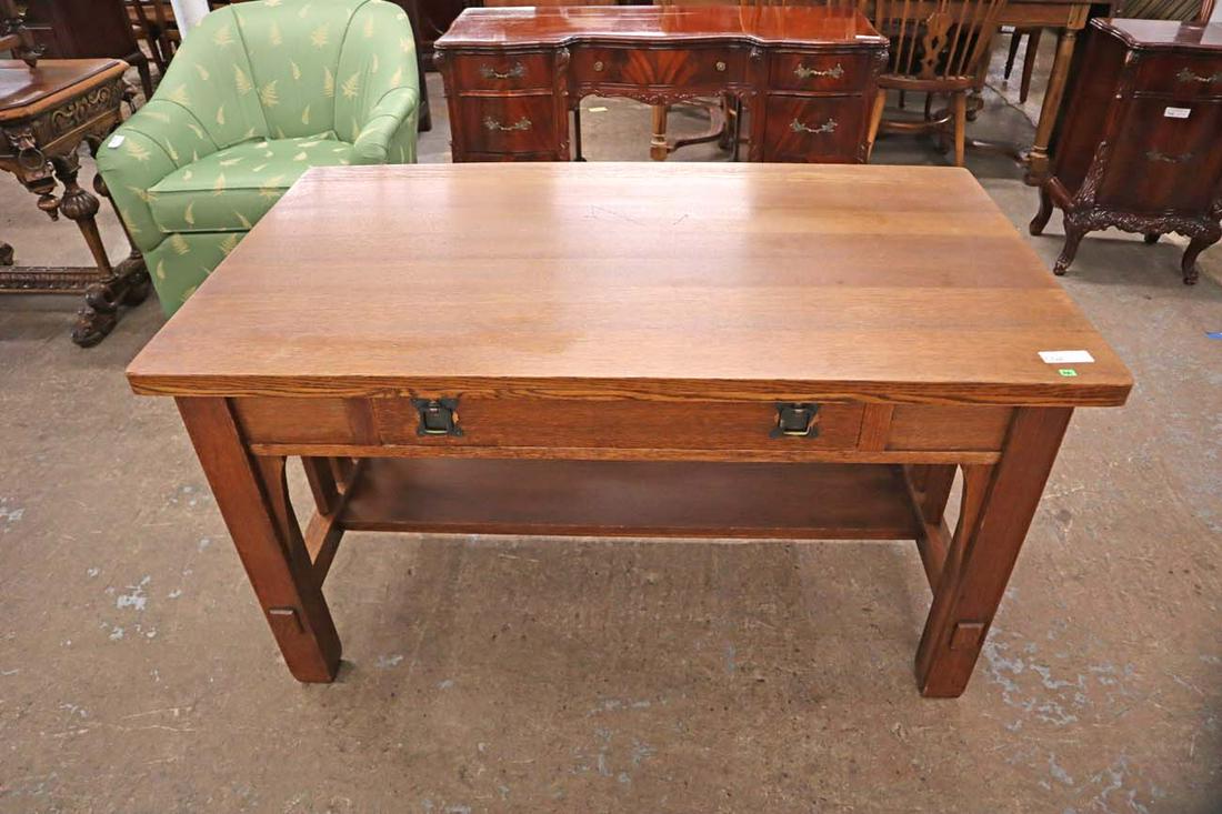 Antique mission oak 1 drawer desk (1 of 5)