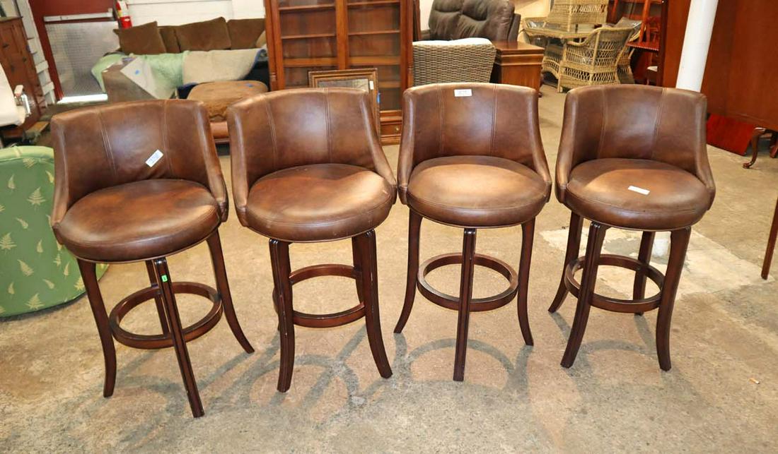 4 Ferguson Copeland Swivel Barstools In Leather