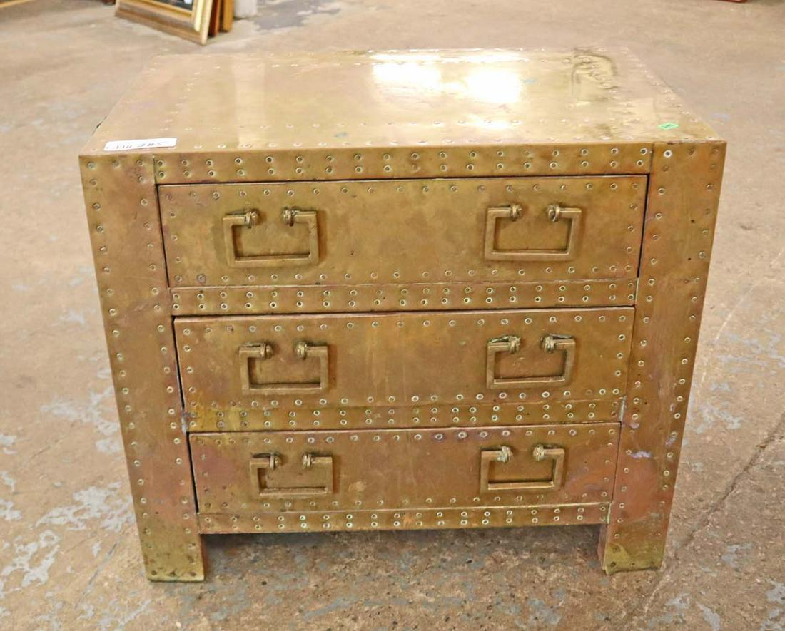 Brass wrapped and riveted deco storage cabinet (1 of 4)