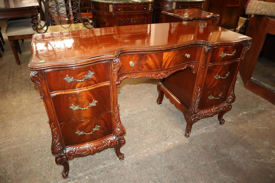 Vintage burl mah carved 7 drawer vanity (1 of 3)