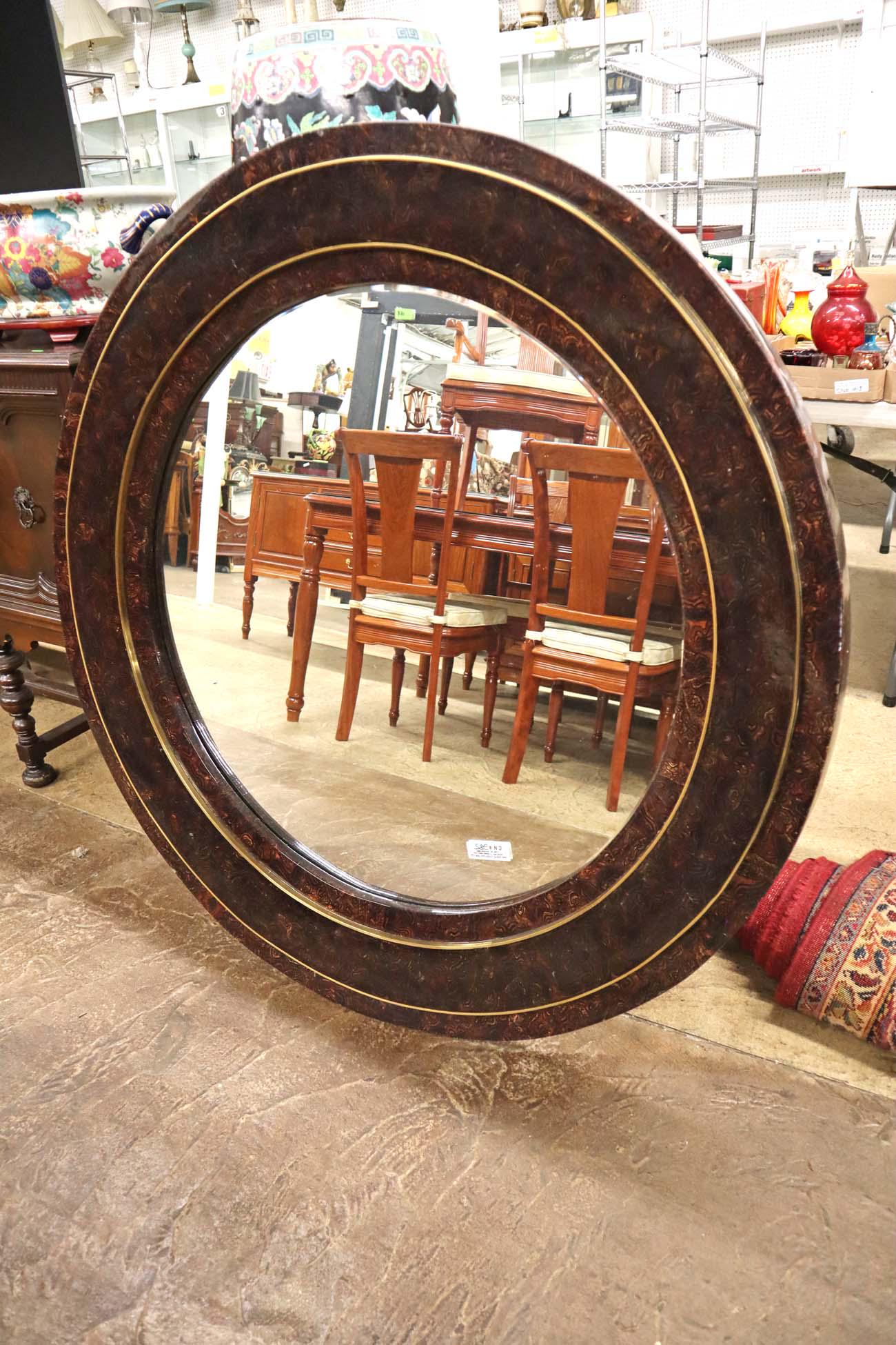 Mod des burl lamin rosewood round deco mirror (1 of 2)
