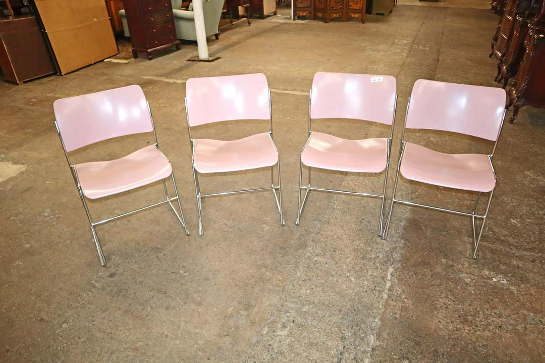 Set of 4 mod des metal stacked chairs (1 of 3)