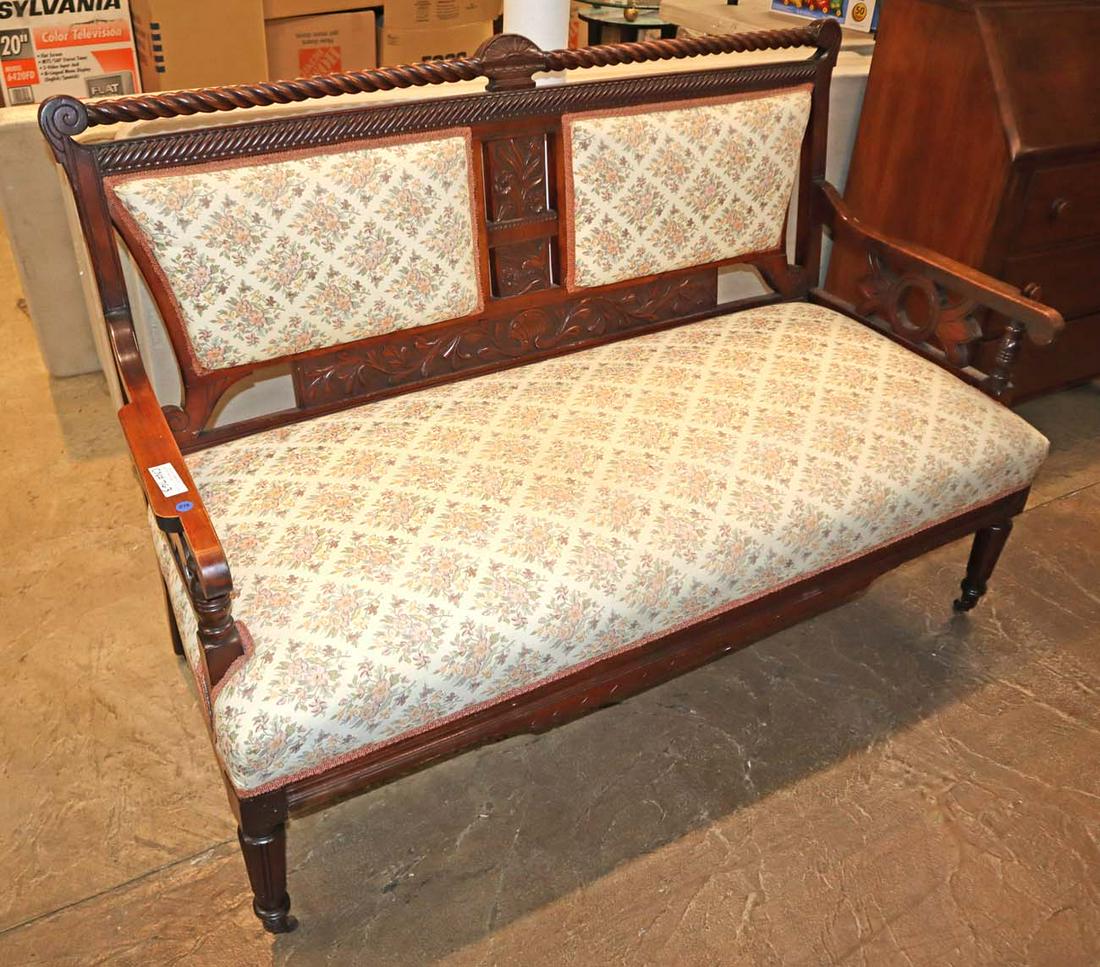 Antique Victorian carved mahogany settee (1 of 3)