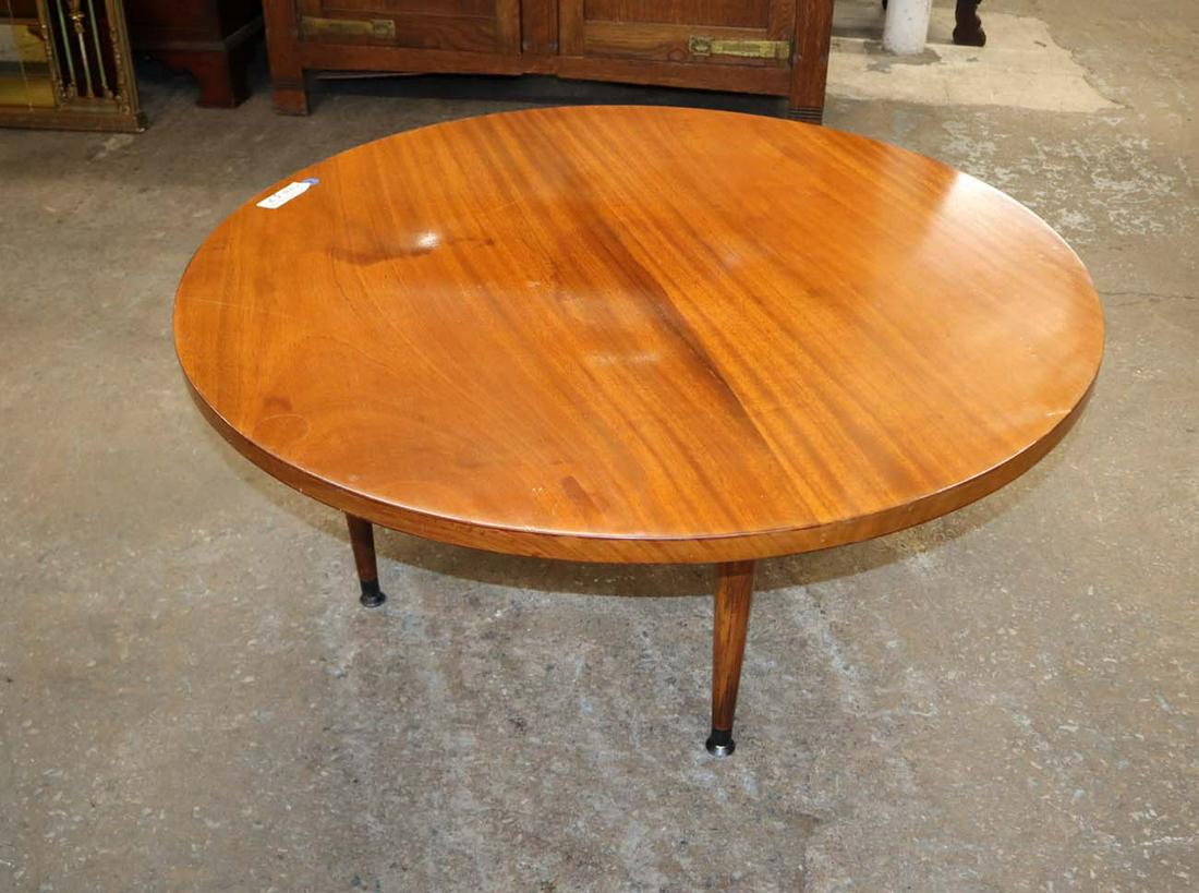 MCM Danish walnut 36" diameter coffee table (1 of 3)
