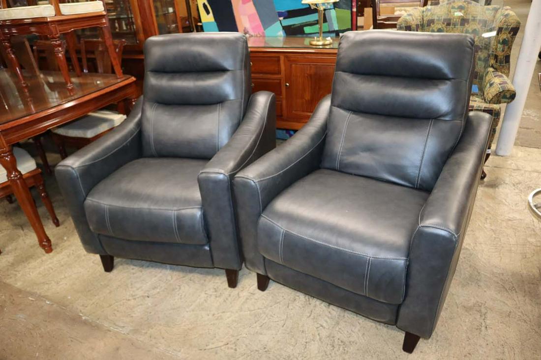 Pair nice grey leather power recliners: Pair of nice grey leather power recliners has NO power box approx. 33" w x 38" d x 36" h