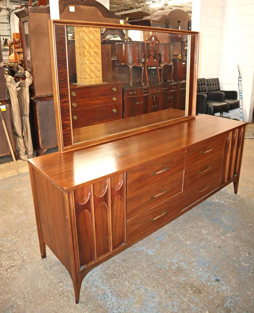 MCM Danish walnut low chest and mirror (1 of 4)