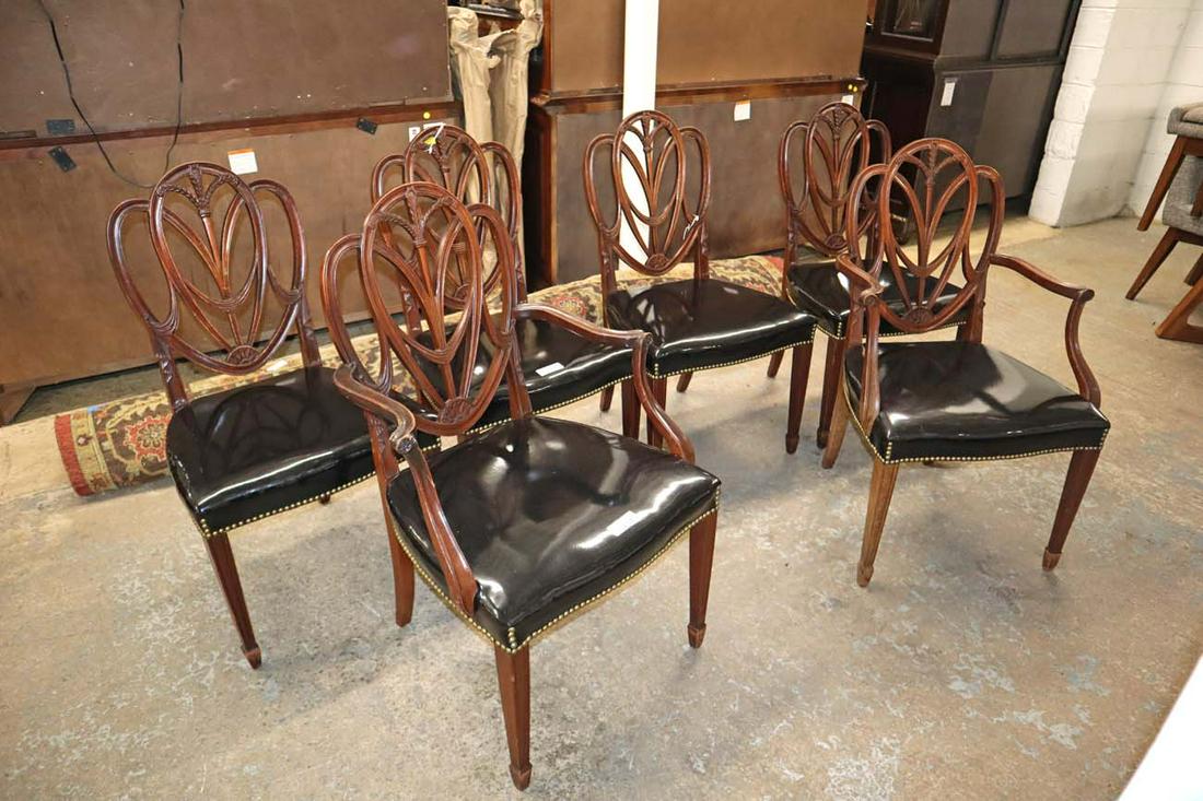Set of 6 leather cushion shield back chairs (1 of 3)