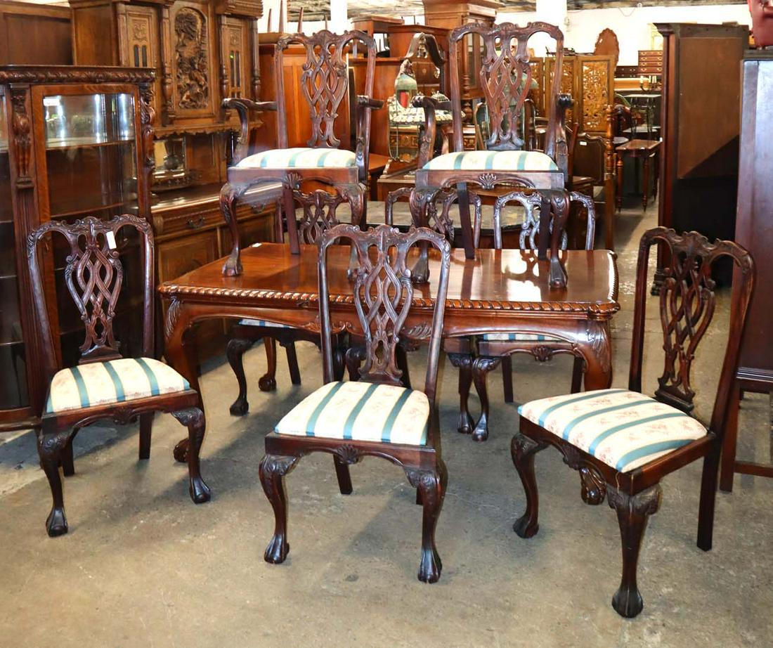 9pc sol mahogany dining room table and 8 chairs (1 of 6)