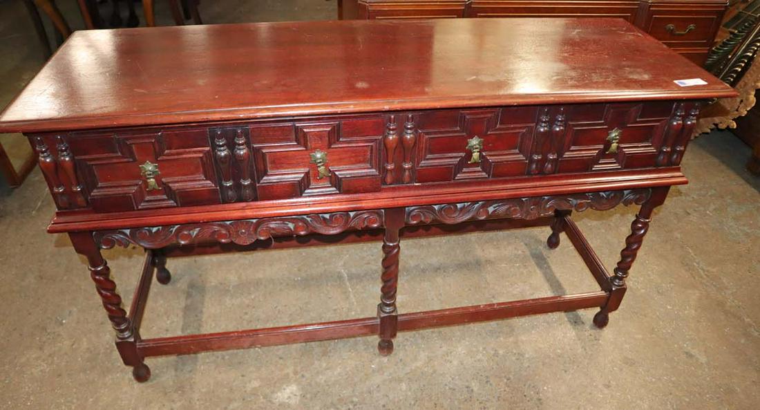 Walnut 2 drawer brandy board: Walnut 2 drawer brandy board in the manner of Kittinger furniture approx. 54" w x 18" d x 30" h