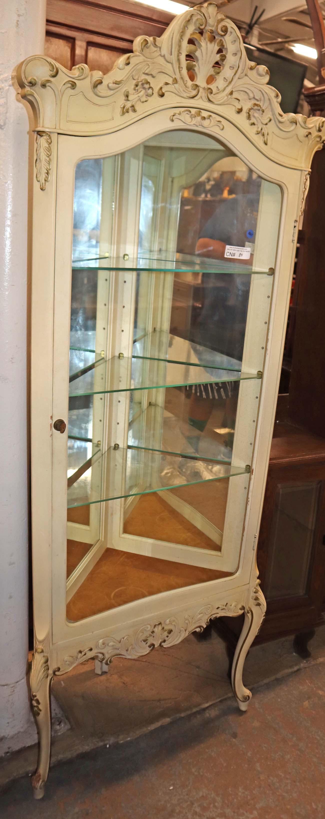 Vint pt deco Italian style glass shelf corner cab (1 of 4)