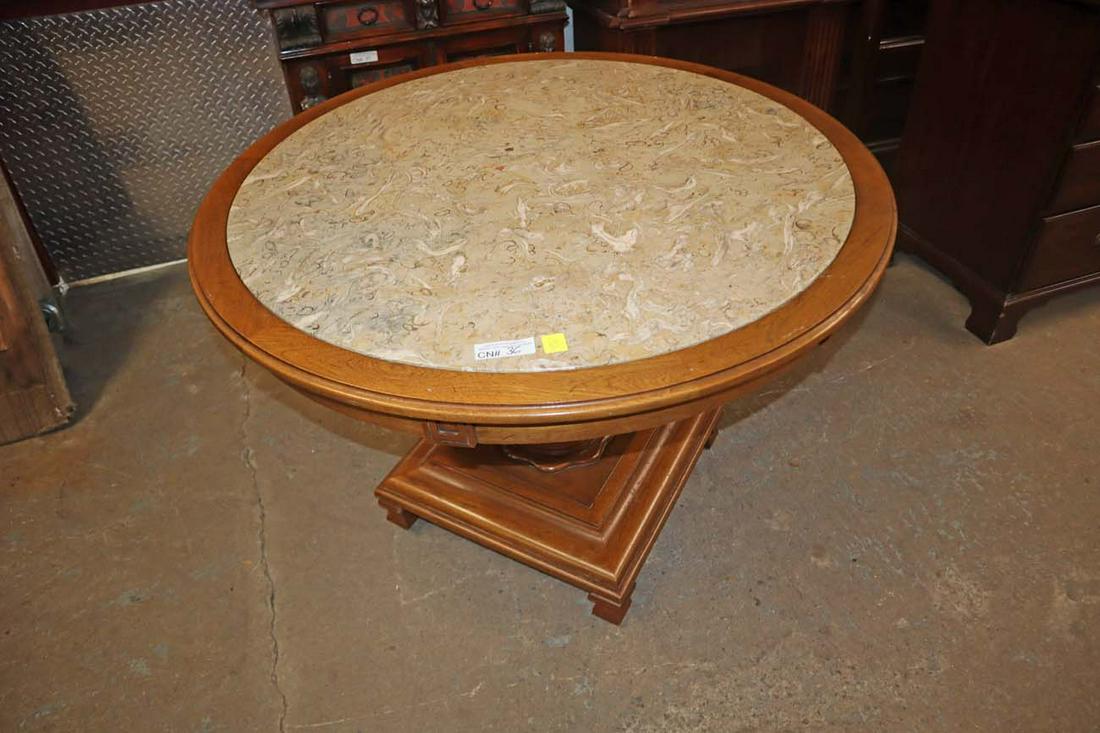 MCM walnut marble top center table (1 of 3)