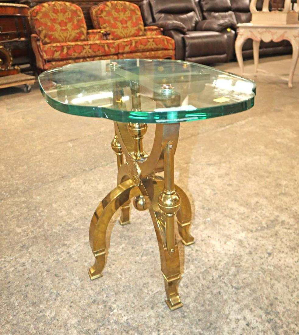 Modern design brass and glass top lamp table (1 of 3)