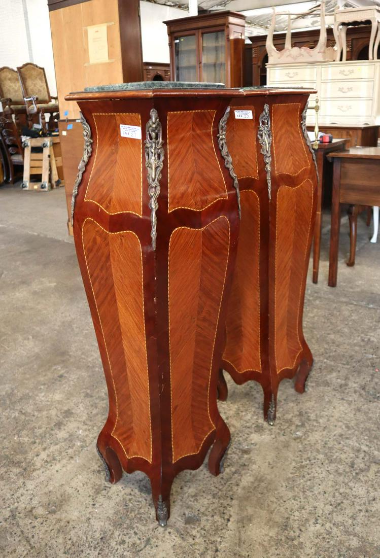 PR FR style MT burl walnut pedestals w/applied bronze (1 of 4)