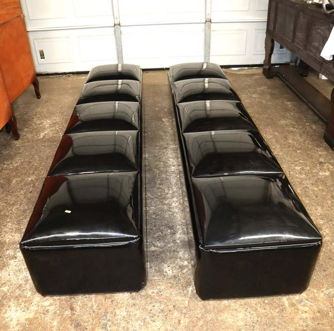 MCM pair of patent leather style 5 cushion benches (1 of 3)
