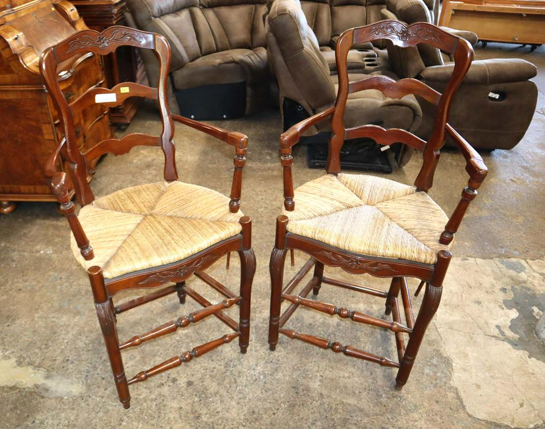 PR walnut ladder back rush bottom pub chairs (1 of 2)