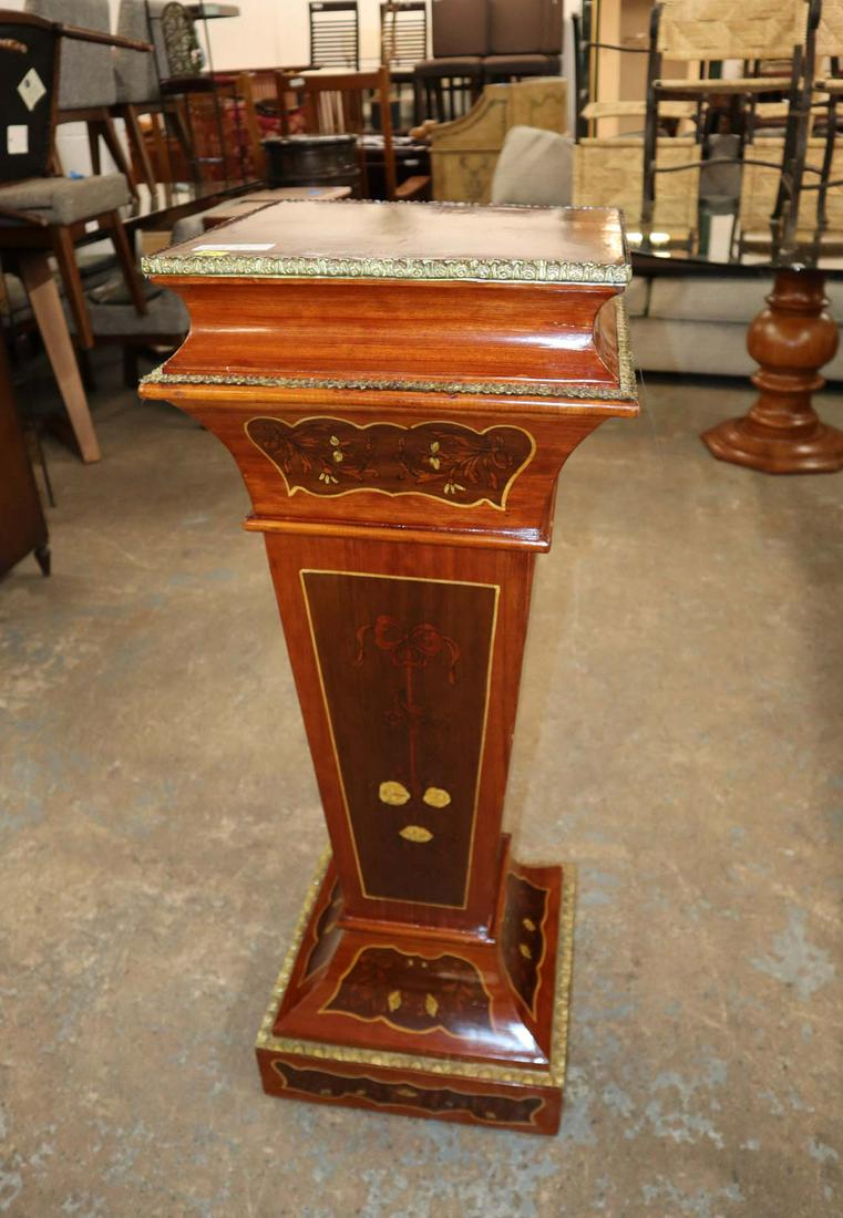 French style walnut inlay brass gallery pedestal (1 of 3)