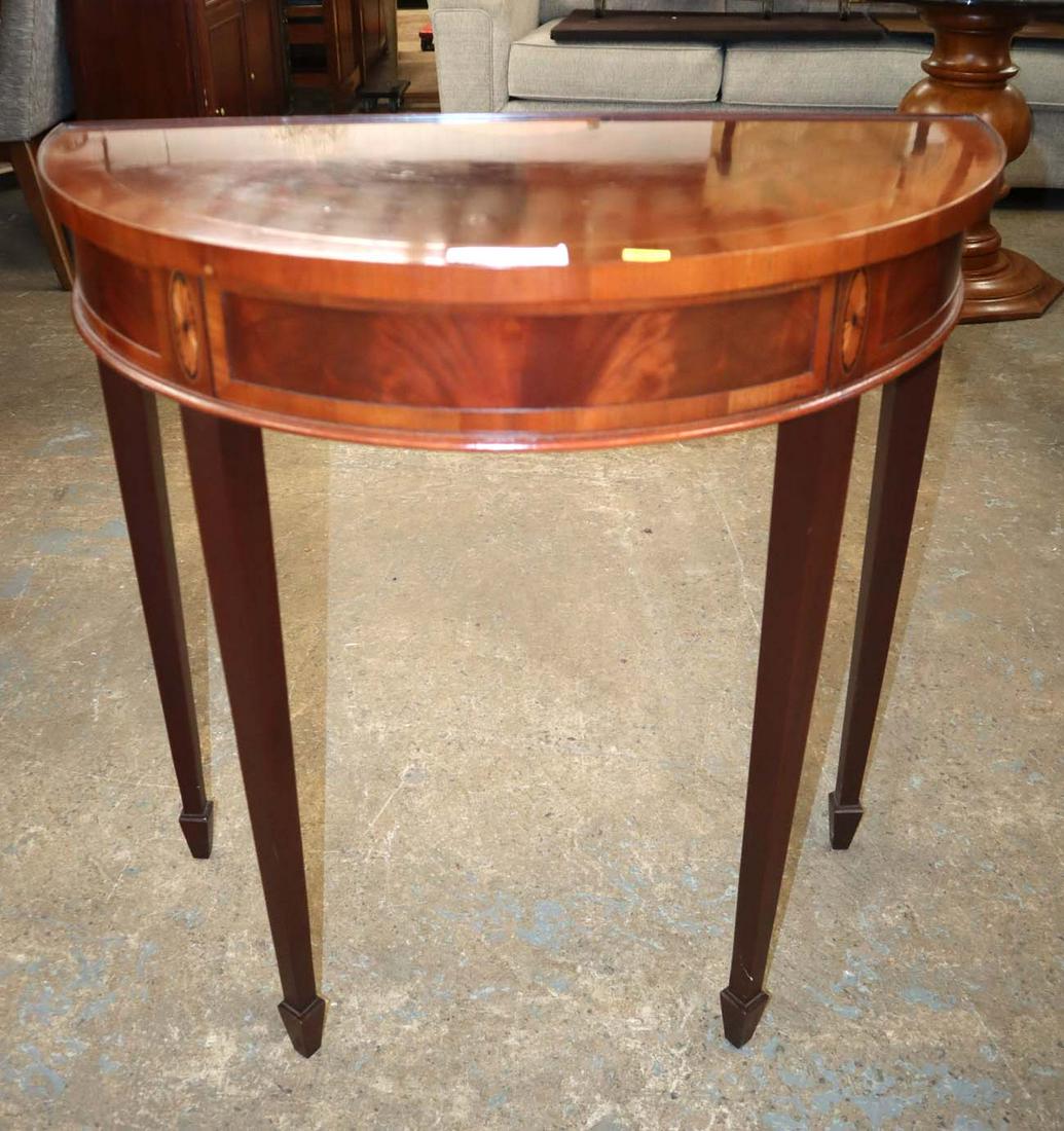 Hekman burl walnut Demilune console table (1 of 5)