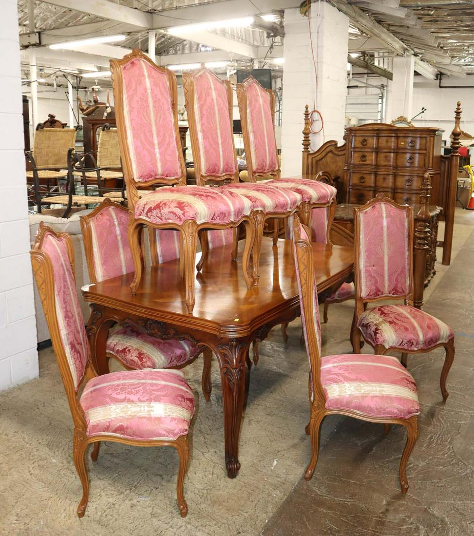 11pc Carved FR walnut DR table + 10 chairs (1 of 5)