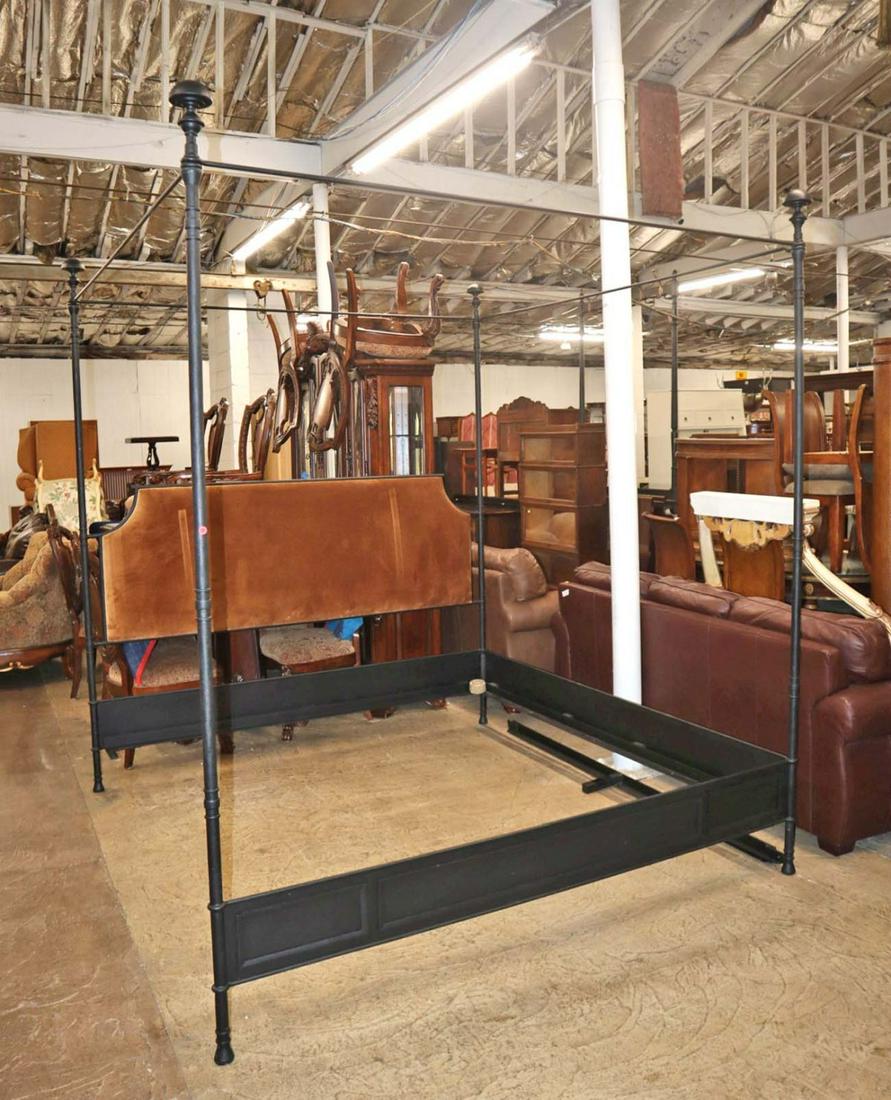 Iron king size canopy bed with uphol headboard (1 of 10)