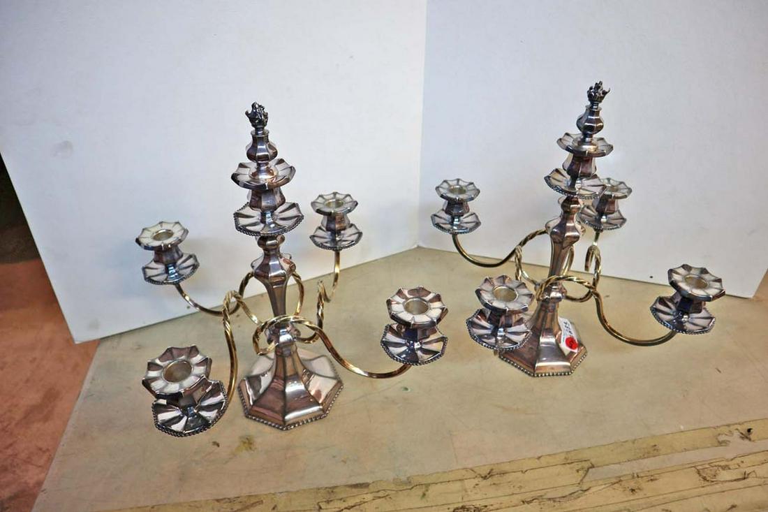 PR of silver-plate 5 burner candle stands (1 of 5)