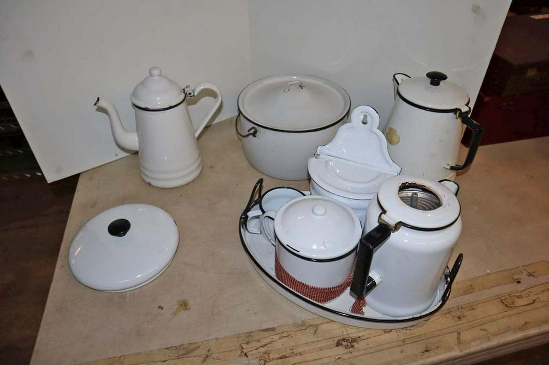 9pc antique style white porcelain kitchenware (1 of 4)