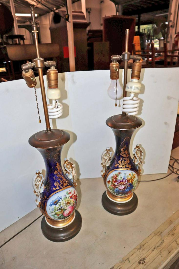 PR Vintage FR style hand painted lamps w/shades (1 of 4)