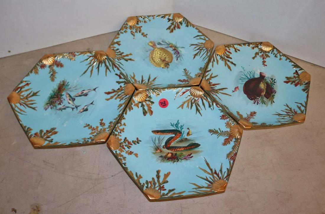 Set of 4 Wilhem & Craft registered fish plates: Set of 4 Wilhelm & Craft registered fish plates