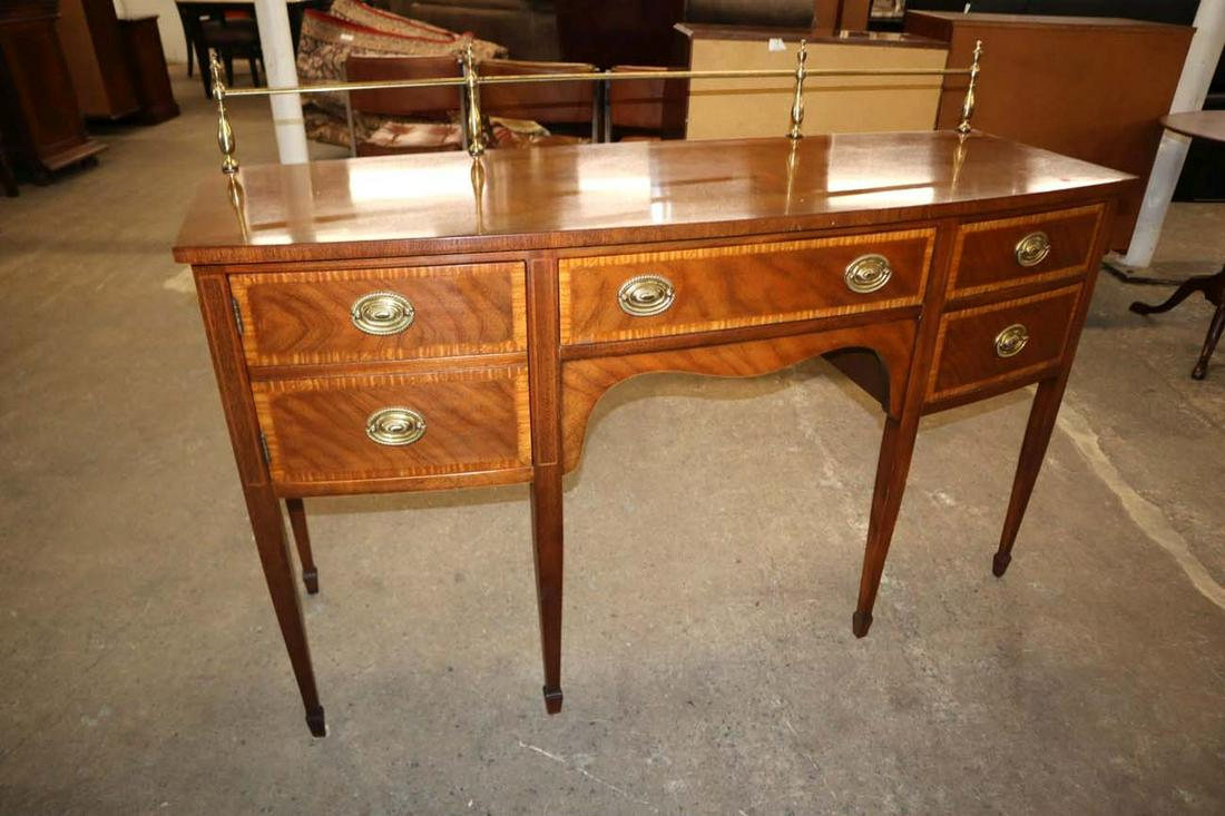 Kindel mahogany bow front buffet w/brass gallery (1 of 5)