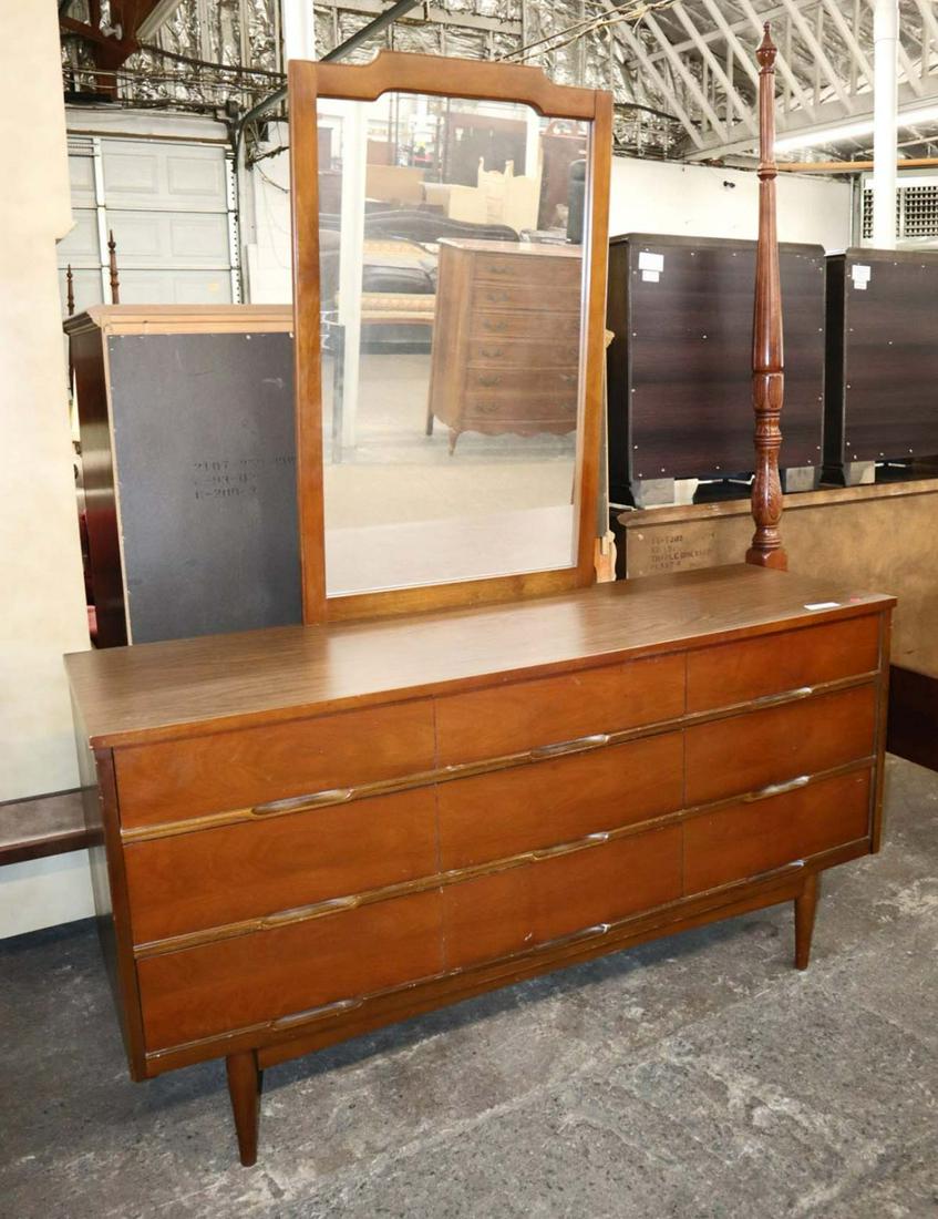 MCM Danish walnut 9 drawer dresser w/mirror (1 of 3)