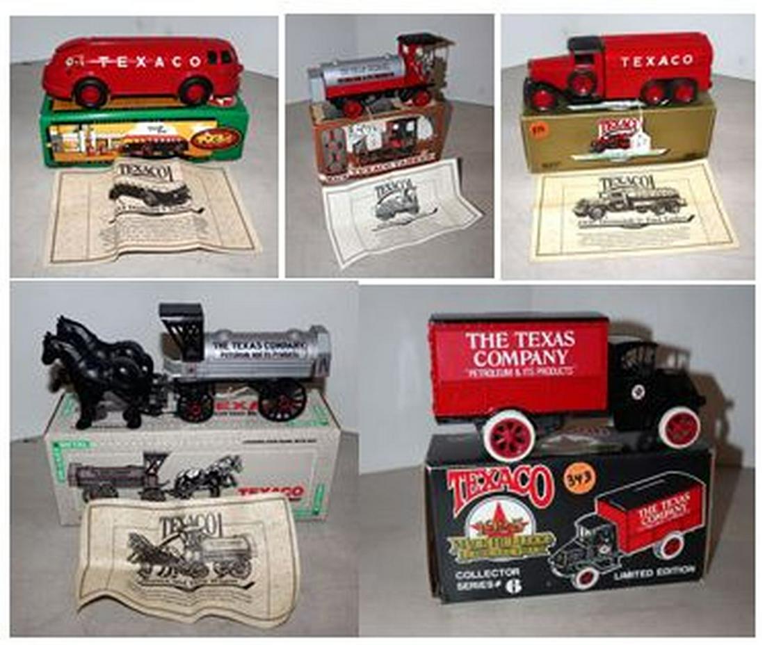 Group of 5 Texaco Die cast advertisement trucks: Group of 5 Texaco die cast advertisement trucks in boxes