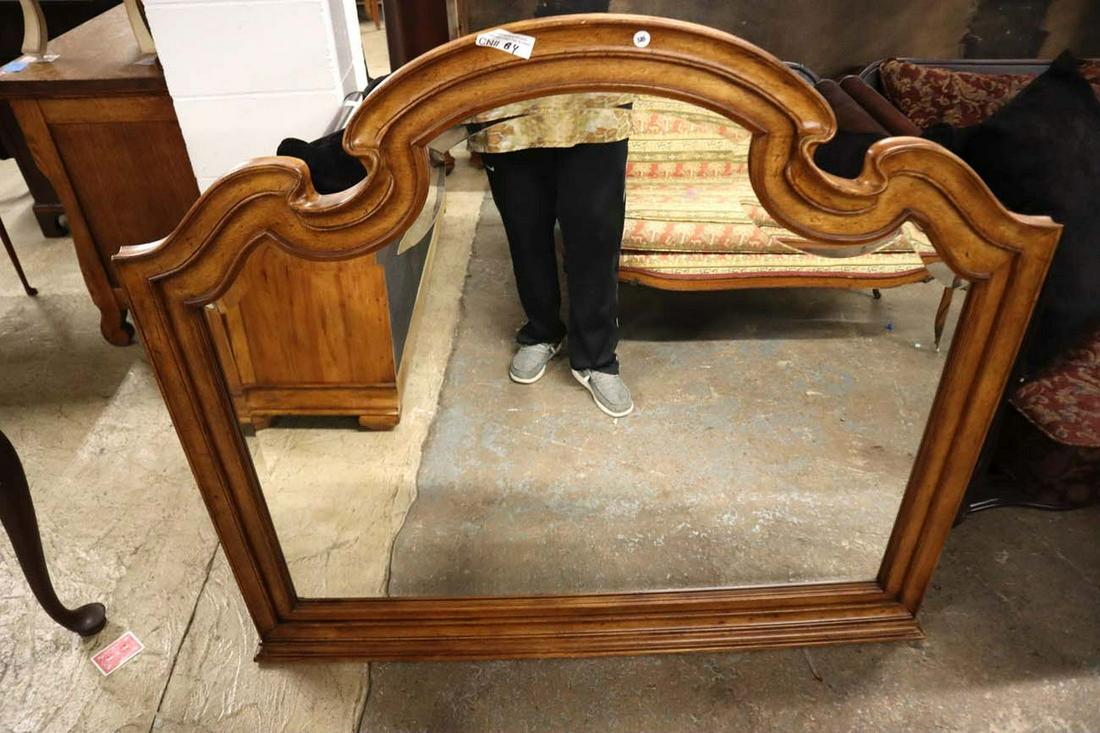 Thomasville bevel glass mirror: Thomasville antique walnut finish bevel glass mirror approx. 52" w x 48" h