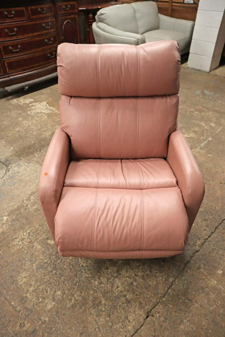 Modern design leather reclining chair: Modern design leather reclining chair in the soft pink approx. 30" w x 36" d x 37" h
