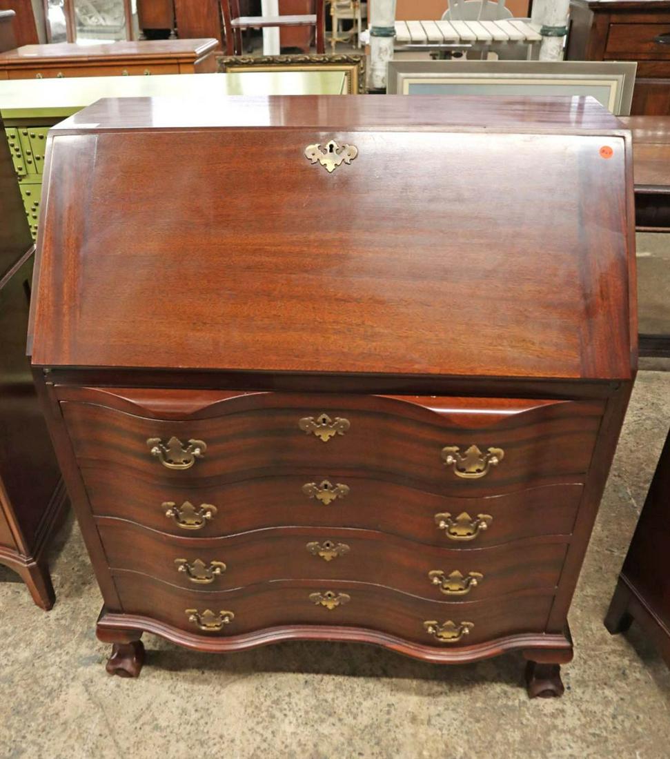 Vintage solid mahogany ball/claw secretary: Vintage solid mahogany ball and claw serpentine secretary Governor Whittrop approx. 34" w x 20" d x 40" h