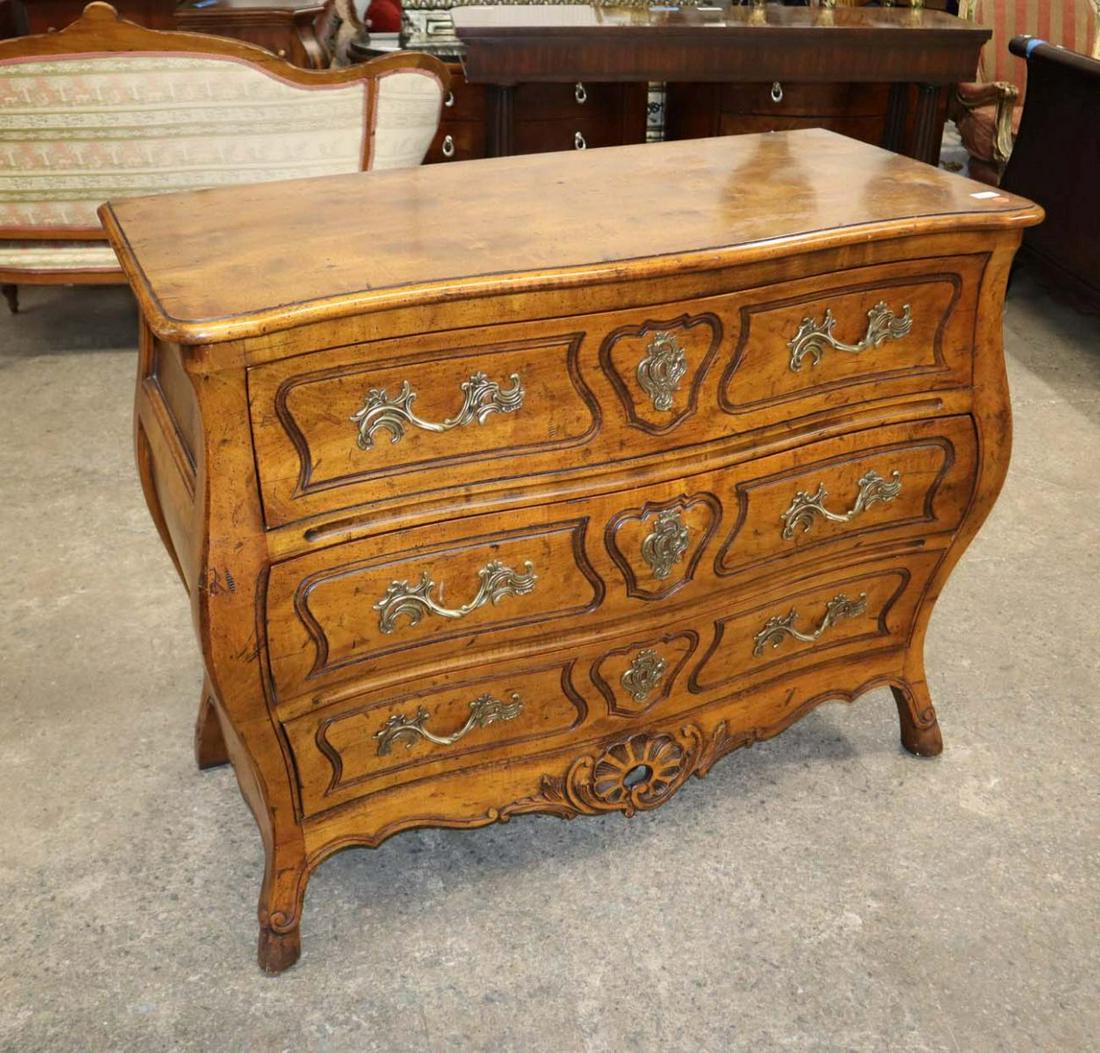 Beautiful Henredon French style fancy chest: Beautiful Henredon Villandry Collection French style fancy 3 drawer walnut chest approx. 44" w x 20" d x 36" h