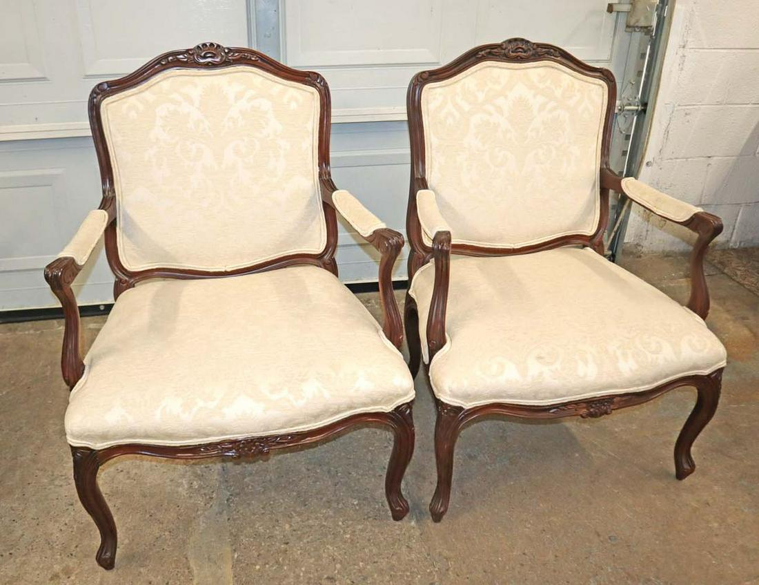 Thomasville mah frame French style arm chairs (1 of 4)