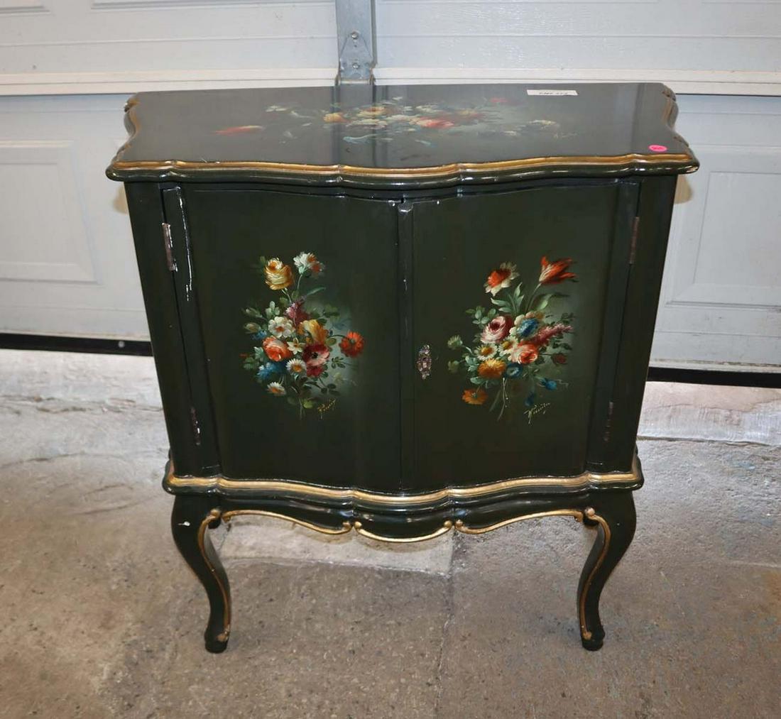 Signed paint decorated 2 door cabinet (1 of 7)
