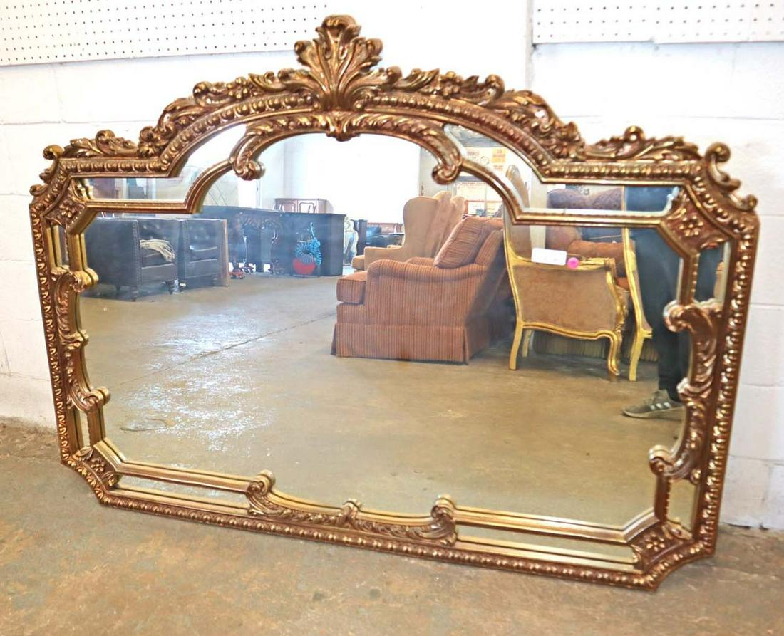 Large carved fancy composition deco mirror (1 of 3)